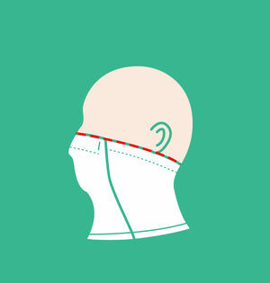 How to measure Gaiter Size? Find your correct size by using a "Body Measuring Ruler" to measure your head circumference from above your nose bridge / under your ears.